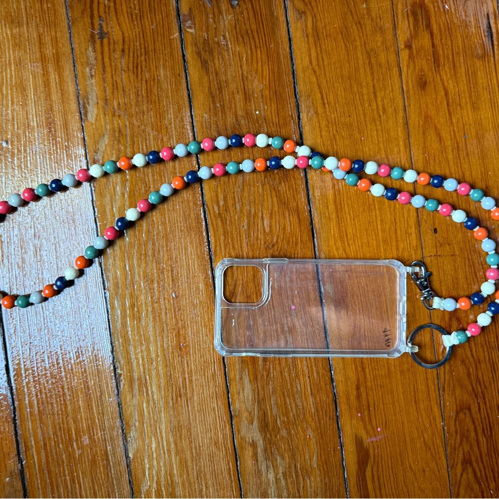 Clear iPhone 11 Pro Case with Multicolor Beaded Strap
